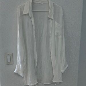 Lightweight White Sheer Button-Up Shirt